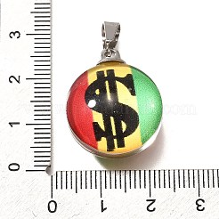 Плоские круглые акриловые подвески из нержавеющей стали 201&nbsp;STAS-U036-01P-09