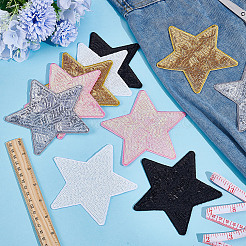 10 шт. 5 стиля звезды компьютерная вышивка ПЭТ пластиковые блестки приклеиваемые/пришивные нашивки&nbsp;PATC-ME0001-19