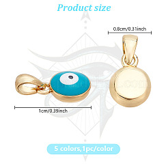 5шт 5 цвета латунные эмалевые подвески&nbsp;KK-HY0004-03