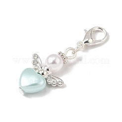 Подвеска в форме сердца ангела из акрила с пластиковыми жемчужинами&nbsp;HJEW-JM04000