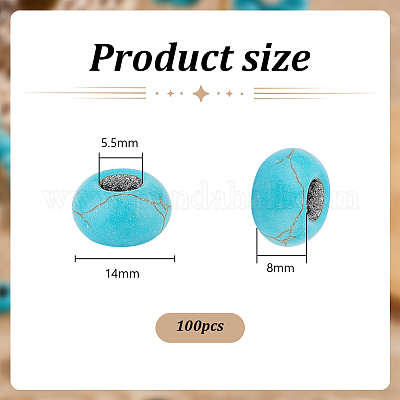 100 шт окрашенные синтетические бирюзовые европейские бусины&nbsp;SPDL-PH0001-03-1