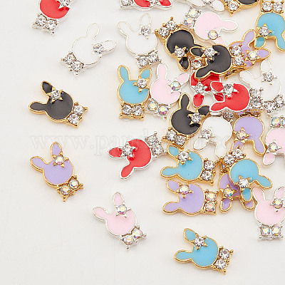 30 шт. 6-цветные кабошоны из прозрачного сплава со стразами&nbsp;FIND-OC0001-67-1