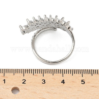 Регулируемые манжеты-кольца из латуни с микропаве из кубического циркония для женщин&nbsp;LS-RJEW-B127-01P-1