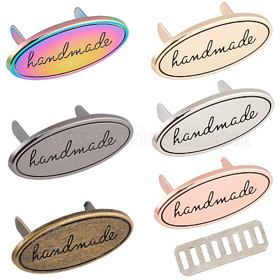 12 шт. 6-х цветные овальные декоративные пряжки из сплава ручной работы&nbsp;PURS-GF0001-10-1