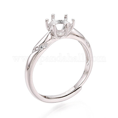 Позолоченное родием 925 стерлинговое серебро с микропаве из кубических цирконий помолвочное кольцо-солитер&nbsp;STER-N016-72P-1