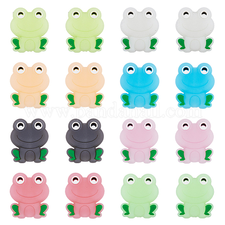 16 шт. 8-цветные светящиеся бусины-лягушки из пищевого экологически чистого силикона SIL-DC0001-21-1