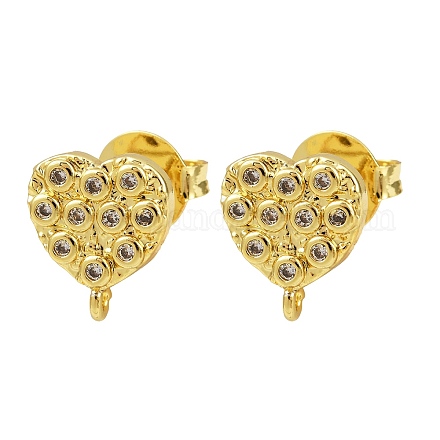 Латунные микро-паве прозрачные серьги-гвоздики из циркония KK-S530-01G-G-1