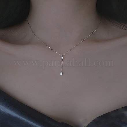 925 серебряное ожерелье с прозрачными кубическими цирконами в форме капли и прямоугольной кисточкой для женщин FS-WGE0FA3-01-1