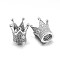 Brass Micro Pave Cubic Zirconia Crown Beads, Lead Free & Cadmium Free & Nickel Free, Clear, Platinum, 12.5x12mm, Hole: 1.5mm, Inner Diameter: 5mm