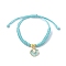 Shell Shape Alloy Enamel Pendant Bracelets with ABS Plastic Imitation Pearl, Adjustable Waxed Polyester Braided Cord Bracelets, for Women, Turquoise, 0.12cm, Inner Diameter: 1-1/8~3-3/8 inch(2.9~8.5cm)
