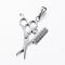 304 Stainless Steel Rhinestone Pendants, Hair scissors, Stainless Steel Color, 30x22x2mm, Hole: 3x7mm