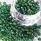 Round Glass Seed Beads, Transparent Colours Rainbow, Round, Dark Green, 6/0, 4mm, Hole: 1.5mm, about 4500pcs/pound