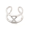 Clear Cubic Zirconia Initial Letter Open Cuff Ring, Platinum Brass Double Line Ring for Women, Lead Free & Cadmium Free, Letter.X, US Size 6(16.5mm)