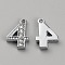 Alloy Rhinestone Charms, Number, Platinum, Num.4: 15x10x2.5mm, hole: 1.2mm