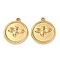 304 Stainless Steel Pendants, Flat Round, Ion Plating(IP), Real 18K Gold Plated, Bees, 17.5x15.5x2.5mm, Hole: 1.2mm