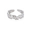 Non-Tarnish 304 Stainless Steel Empaistic Open Cuff Rings, Stainless Steel Color, US Size 6 1/2(16.9mm)