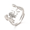 Non-Tarnish 201 Stainless Steel Family Adjustable Ring for Women, Stainless Steel Color, US Size 5 1/4(15.9mm)