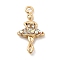 Rack Plating Alloy Rhinestone Pendants, Cadmium Free & Nickel Free & Lead Free, Dancer Charms, Golden, 28x15x4mm, Hole: 2mm