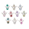 10Pcs Frosted Baking Painted Glass Pendants, Angel Charms, with Alloy Wings & Iron Flat Head Pins Loop, Mixed Color, 24.5x22x8mm, Hole: 2mm