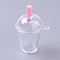Transparent Plastic Big Pendants, Miniature Drink Cup, for DIY Keychain Making, Clear, 58x41.5x34.5mm, Hole: 2.5mm
