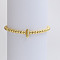 Brass Beaded Stretch Bracelets for Women, Letter, Golden, Letter I, Inner Diameter: 2-3/8 inch(6cm)