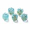 Handmade Gold Foil Lampwork Beads, Jellyfish, Cyan, 8.5~9.5x8.5mm, Hole: 1~1.5mm