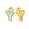 Alloy Enamel Pendants, Matte Gold Color, Letter Charm, Nickel Free, Letter Y, 11x6.5x1.5mm, Hole: 1.6mm