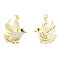 Brass Micro Pave Clear Cubic Zirconia Pendants, with Brass Jump Rings, Nickel Free, Bird, Real 18K Gold Plated, 29x22x3.5mm, Jump Ring: 5mm in diameter, 1mm thick, 3mm inner diameter