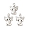 Non-Tarnish 304 Stainless Steel Pendants, Angel Charms, Stainless Steel Color, 19.5x14x2.5mm, Hole: 3mm