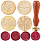 4Pcs 4 Styles Valentine's Day Theme Golden Tone Brass Wax Seal Stamp Head, with 1Pc Pear Wood Handle, for DIY Scrapbooking, Mixed Shapes, 25x14mm, 1pc/style