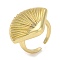 Rack Plating Brass Cuff Finger Rings for Women, Cadmium Free & Lead Free, Long-Lasting Plated, Real 18K Gold Plated, Fan, 25mm, Inner Diameter: adjustable