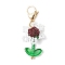 Sunflower Acrylic & Glass Seed Pendant Decorations, with Zinc Alloy Lobster Claw Clasps, White, 39mm