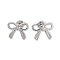 Non-Tarnish 304 Stainless Steel Stud Earrings, Hollow Bowknot, Stainless Steel Color, 11.5x15mm