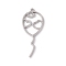 Alloy Pendants, Balloon with Heart Charm, Platinum, 39x16x1.5mm, Hole: 1.2mm