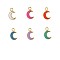 Moon Charms 304 Stainless Steel Enamel Pendants, Real 18K Gold Plated, Ion Plating(IP), Mixed Color, 15x10mm