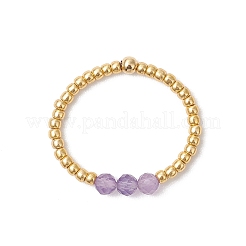 Кольца для женщин с натуральными драгоценными камнями и бусинами из нержавеющей стали 304.&nbsp;RJEW-JR00984