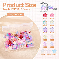 130 шт. 13-цветные прозрачные стеклянные бусины-спрей&nbsp;GLAA-TA0003-22