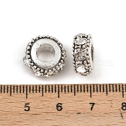 Плоские круглые античный посеребренные сплав горный хрусталь европейских бусы&nbsp;ALRI-Q228-10H