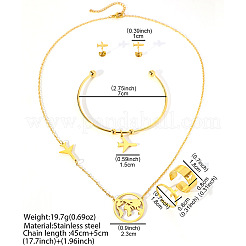 Комплект из ожерелья с подвеской «Самолет и земля» из нержавеющей стали 201&nbsp;FS-WG54043-01