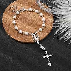 Браслеты из сплава с подвесками в виде креста&nbsp;BJEW-TA00423-02