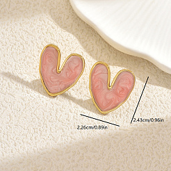 Серьги-гвоздики в форме сердца из нержавеющей стали&nbsp;UU9297-2