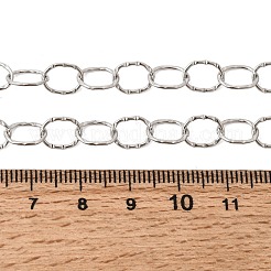 Ожерелье из нержавеющей стали 201 толщиной 6.5 мм с текстурированными овальными звеньями&nbsp;NJEW-K302-16P