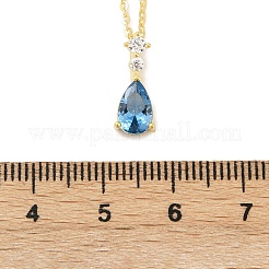 925 серебряное ожерелье с подвеской в виде капли со стразами и сапфиром для женщин&nbsp;NJEW-V013-01G