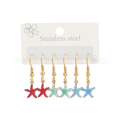 Серьги-подвески из нержавеющей стали 304 серии Ocean&nbsp;LS-EJEW-K017-01C-G