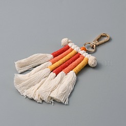 Подвеска с плетеной кисточкой из хлопковой веревки&nbsp;HJEW-WH0043-11KCG