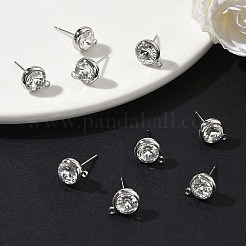 Фурнитура для сережек-гвоздиков из латуни с плоскими круглыми стразами&nbsp;XGR0099P-120P