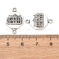 Восьмиугольник из сплава в тибетском стиле с подвесками-соединителями в виде церкви&nbsp;FIND-Z099-16AS-02