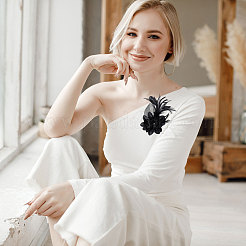 Булавки для лацканов одежды в виде цветочных перьев и железа&nbsp;JEWB-WH0010-114B