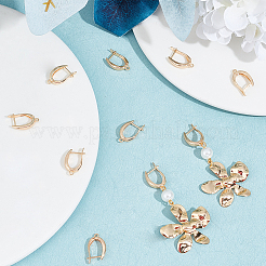 10 шт. латунная фурнитура для сережек-колец с застежкой-защелкой&nbsp;KK-BBC0010-35