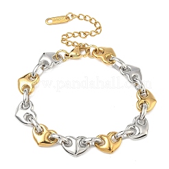 Браслеты из нержавеющей стали 304 с сердечками для женщин&nbsp;BJEW-B158-06GP